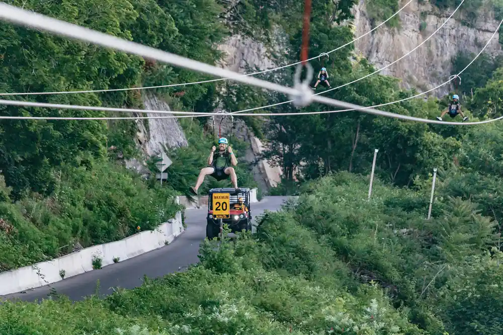 A rider arriving at the landing in the gorge
