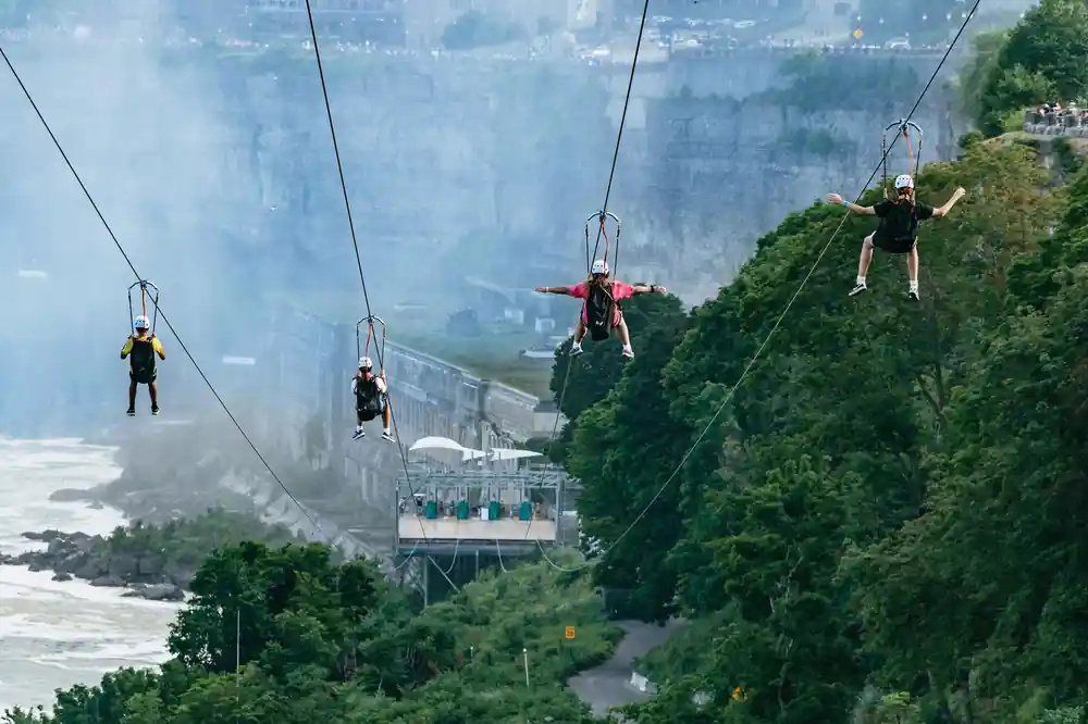Riders coming down towards the landing