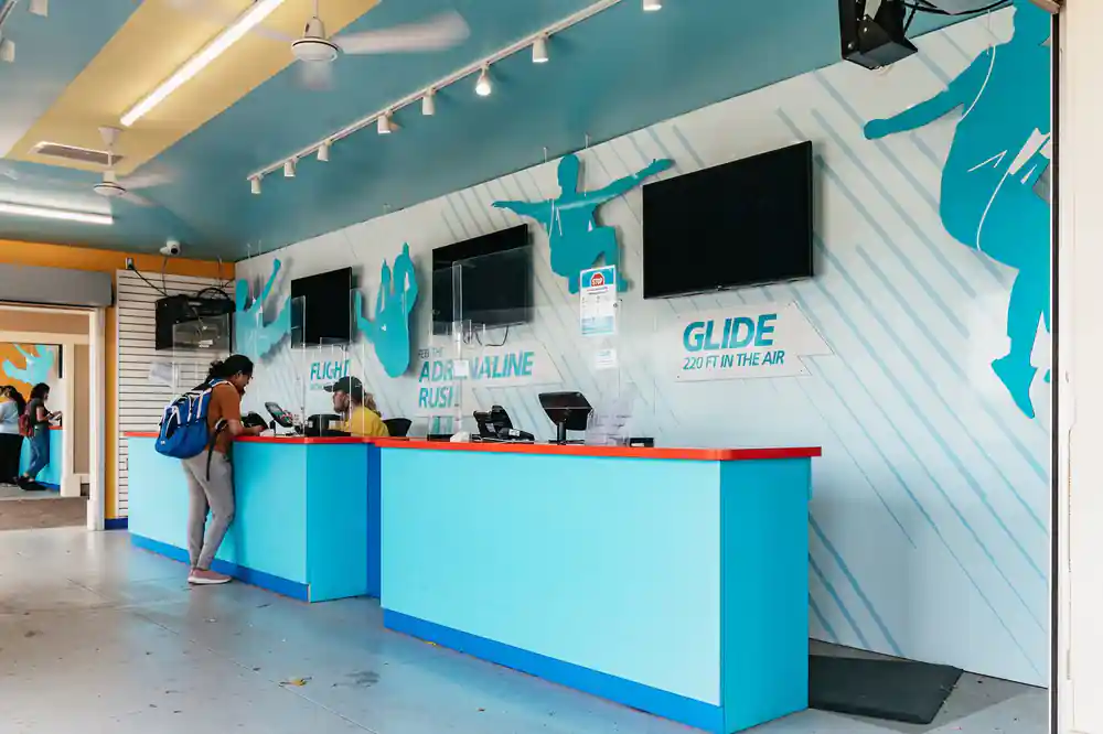 The ticket desk at the entrance